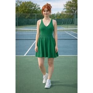 Under Armour Vanish Fit & Flare Mini Dress Romper XL Kelly Green V-Neck Sporty